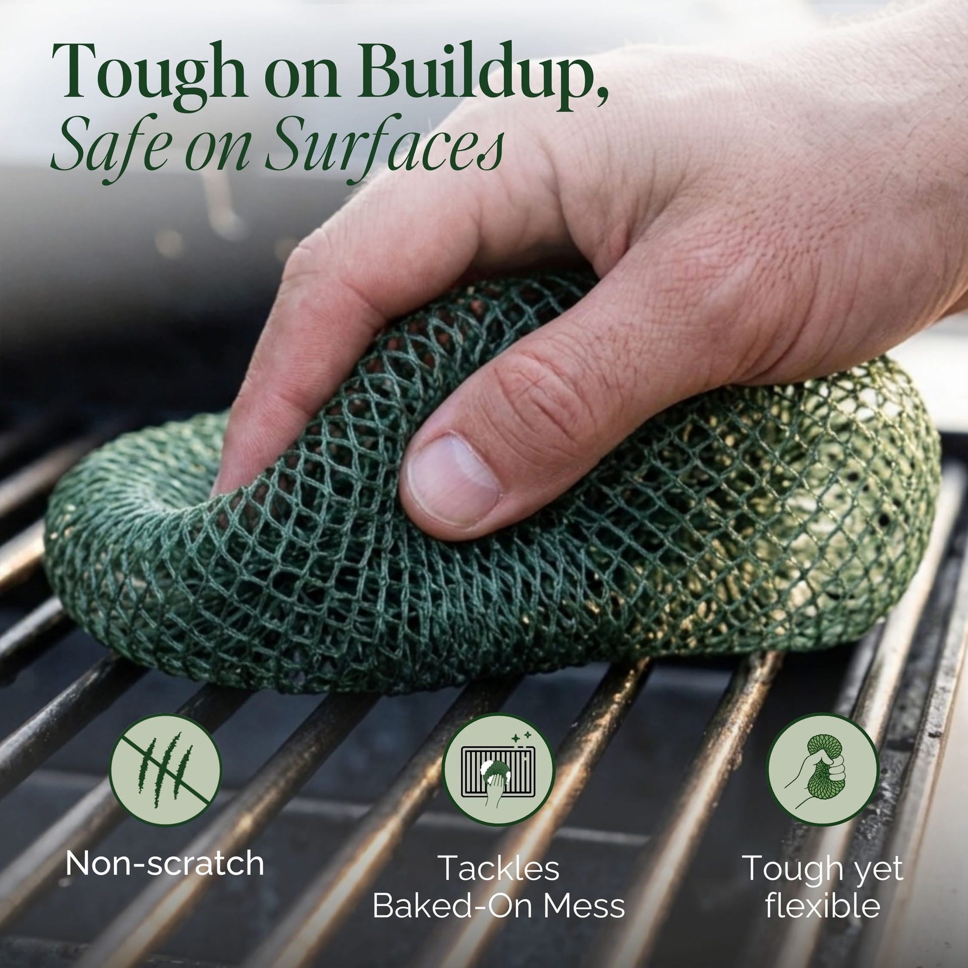 USV Black Goly Heavy-duty Mesh Kitchen Scrubbers - 3 Pack