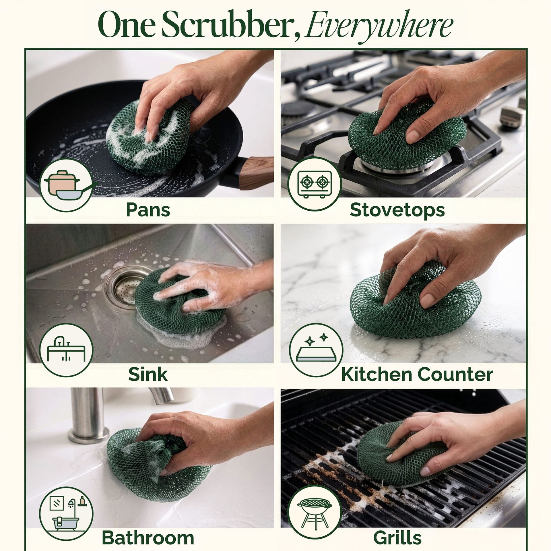 USV Black Goly Heavy-duty Mesh Kitchen Scrubbers - 3 Pack